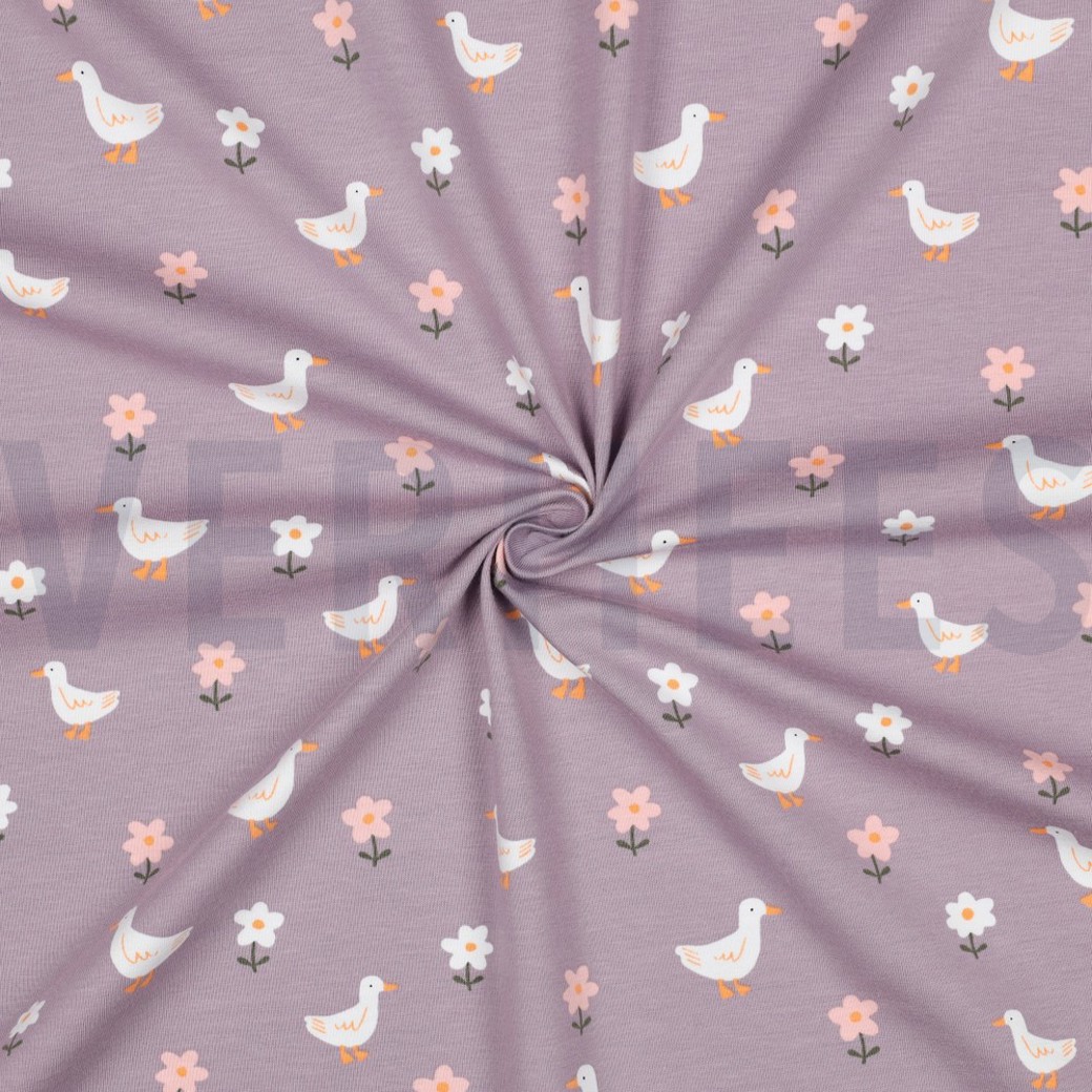 JERSEY GOTS DUCKS AND FLOWERS MAUVE #3