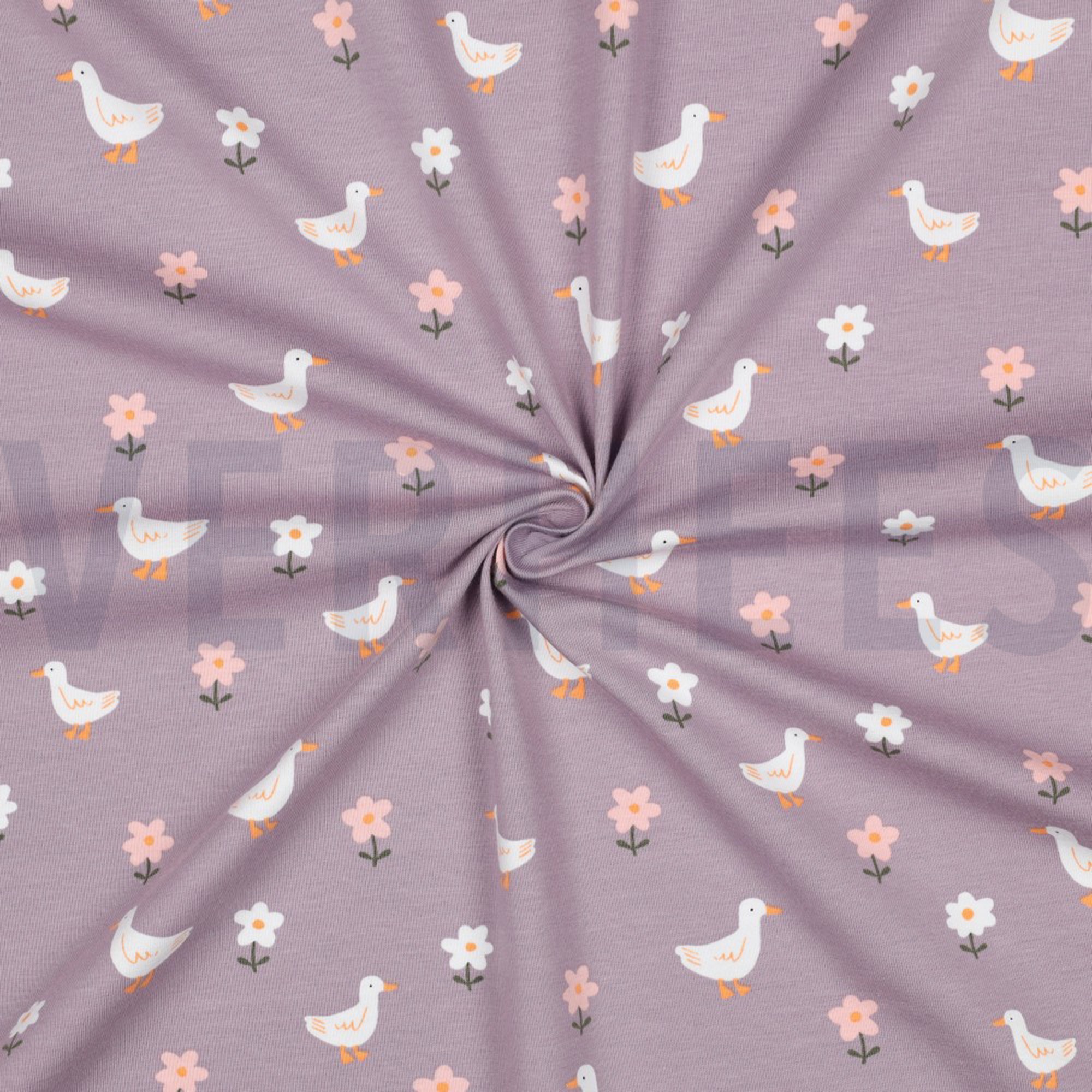 JERSEY GOTS DUCKS AND FLOWERS MAUVE (high resolution) #3