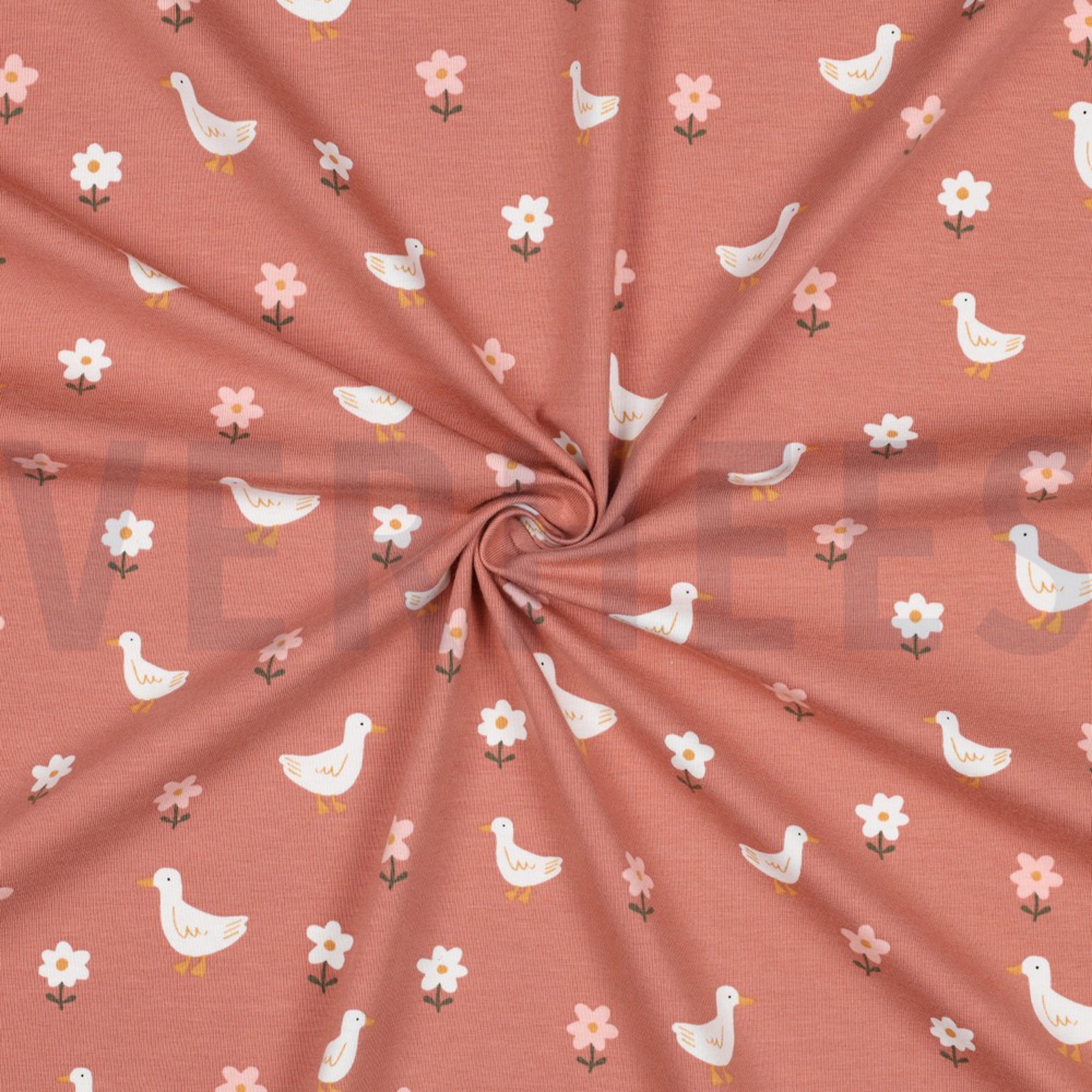 JERSEY GOTS DUCKS AND FLOWERS PINK (high resolution) #3