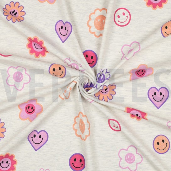 JERSEY MELANGE GLITZER SMILEYS ECRU #7