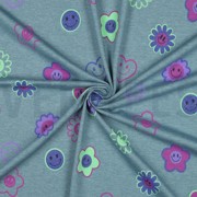 JERSEY MELANGE GLITTER HAPPY FACES SMOKE BLUE (thumbnail) #3