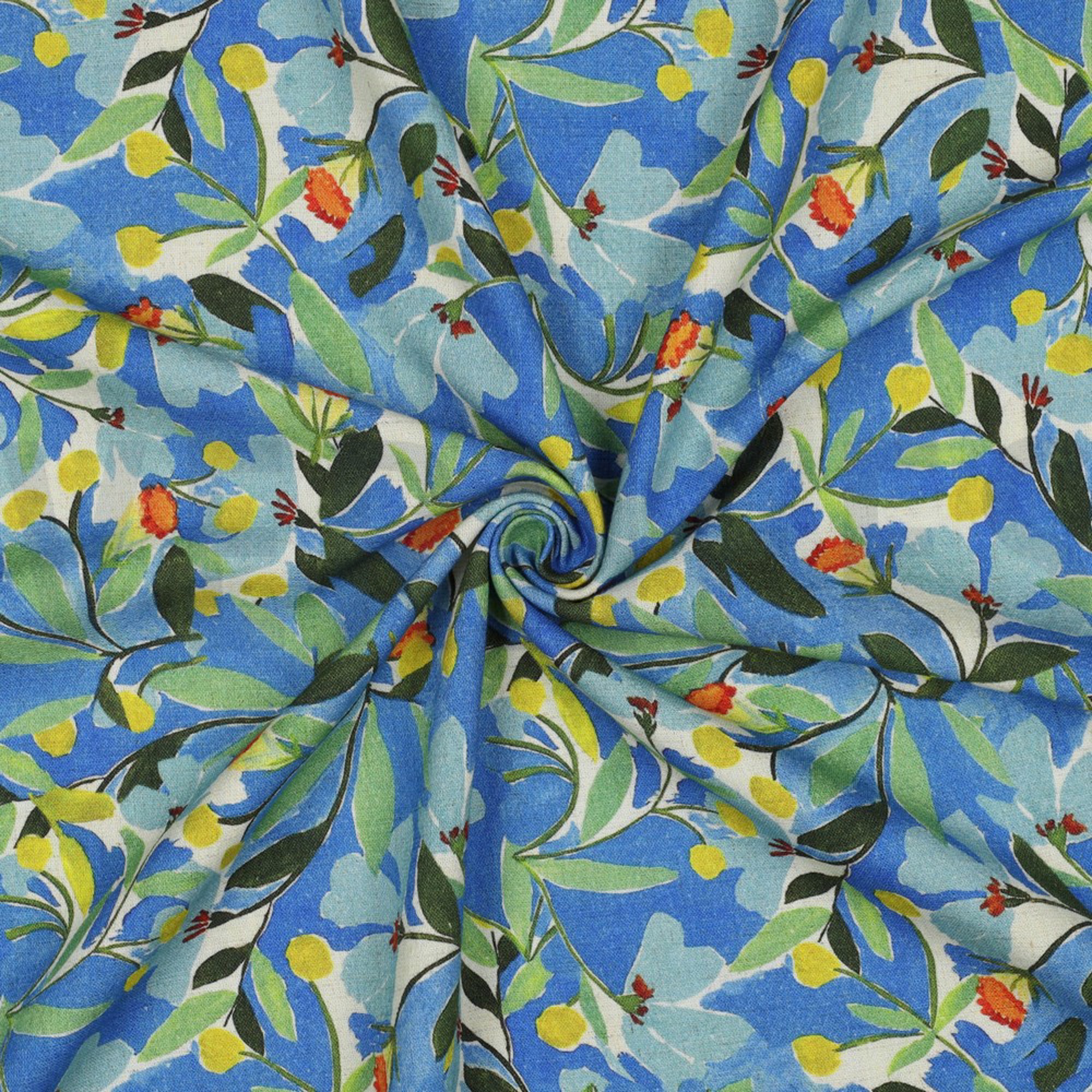LINEN VISCOSE CRÊPE DIGITAL FLOWERS COBALT (high resolution) #3