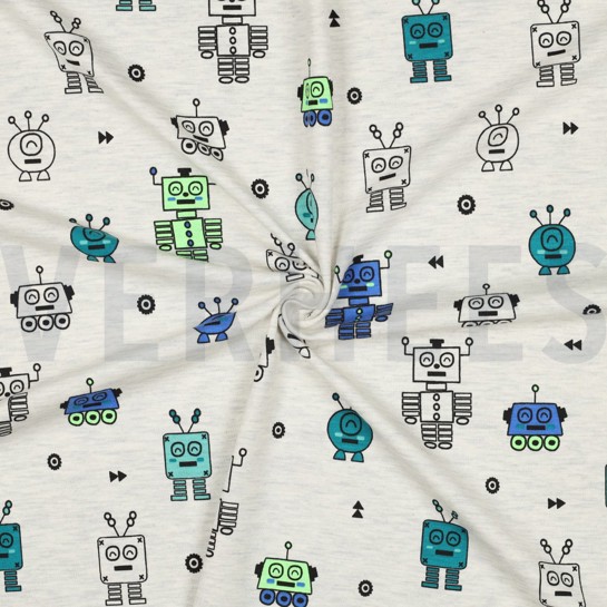 JERSEY MELANGE NEON ROBOTS ECRU #7