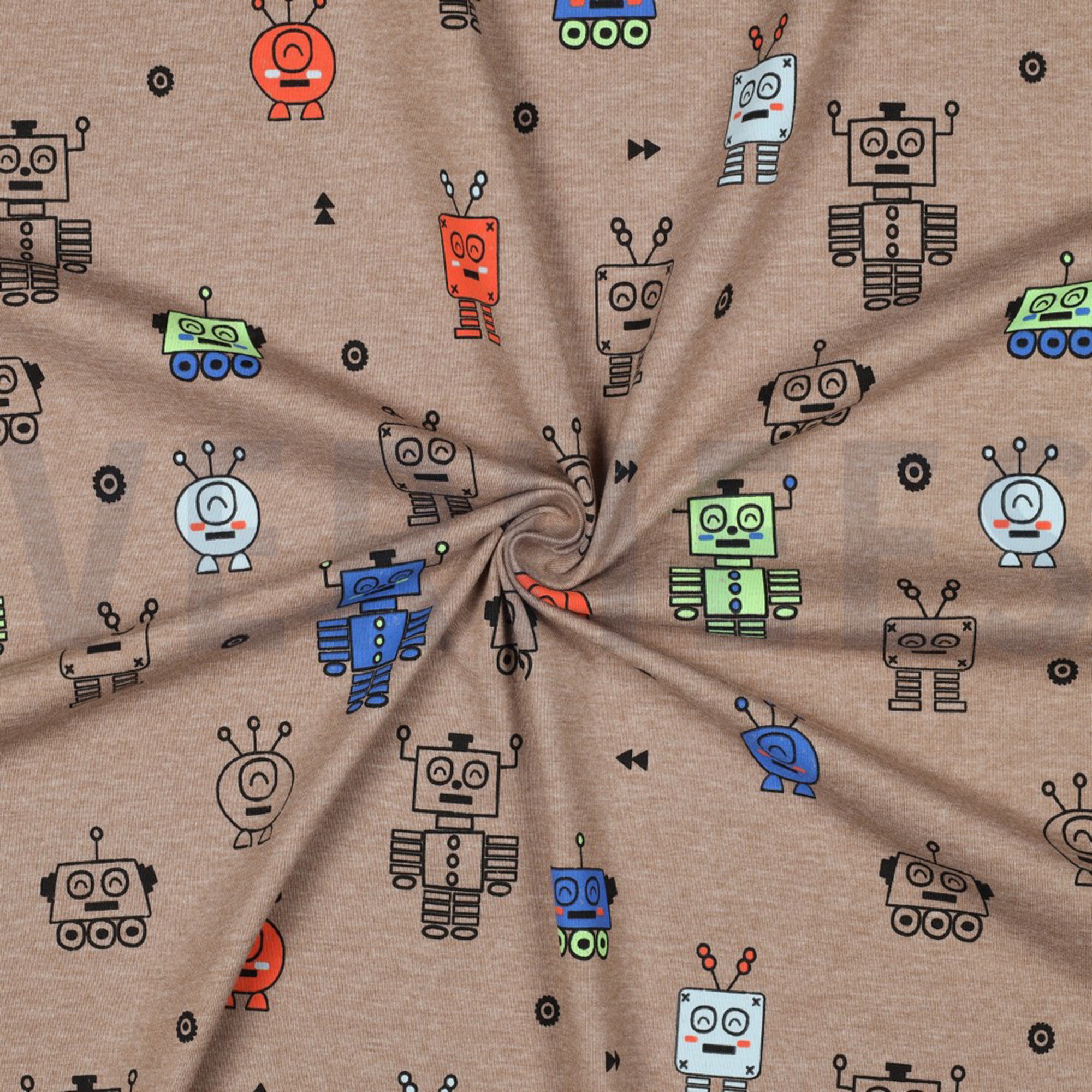 JERSEY MELANGE NEON ROBOTS TAUPE (high resolution) #3