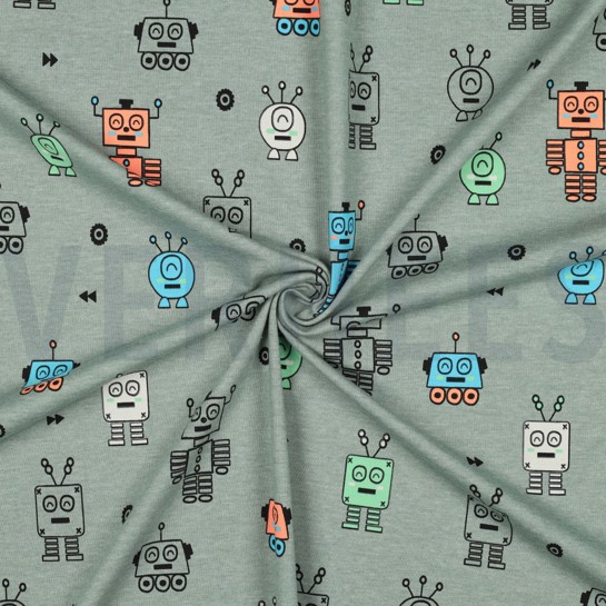 JERSEY MELANGE NEON ROBOTS DARK MINT #7