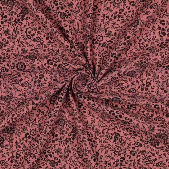 DOUBLE GAZE DE COTON FLEURS BORDEAUX #7