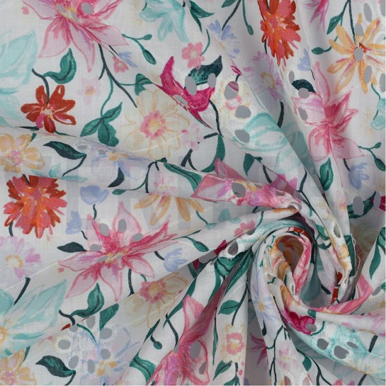 COTTON EMBROIDERY DIGITAL FLOWERS WHITE #7