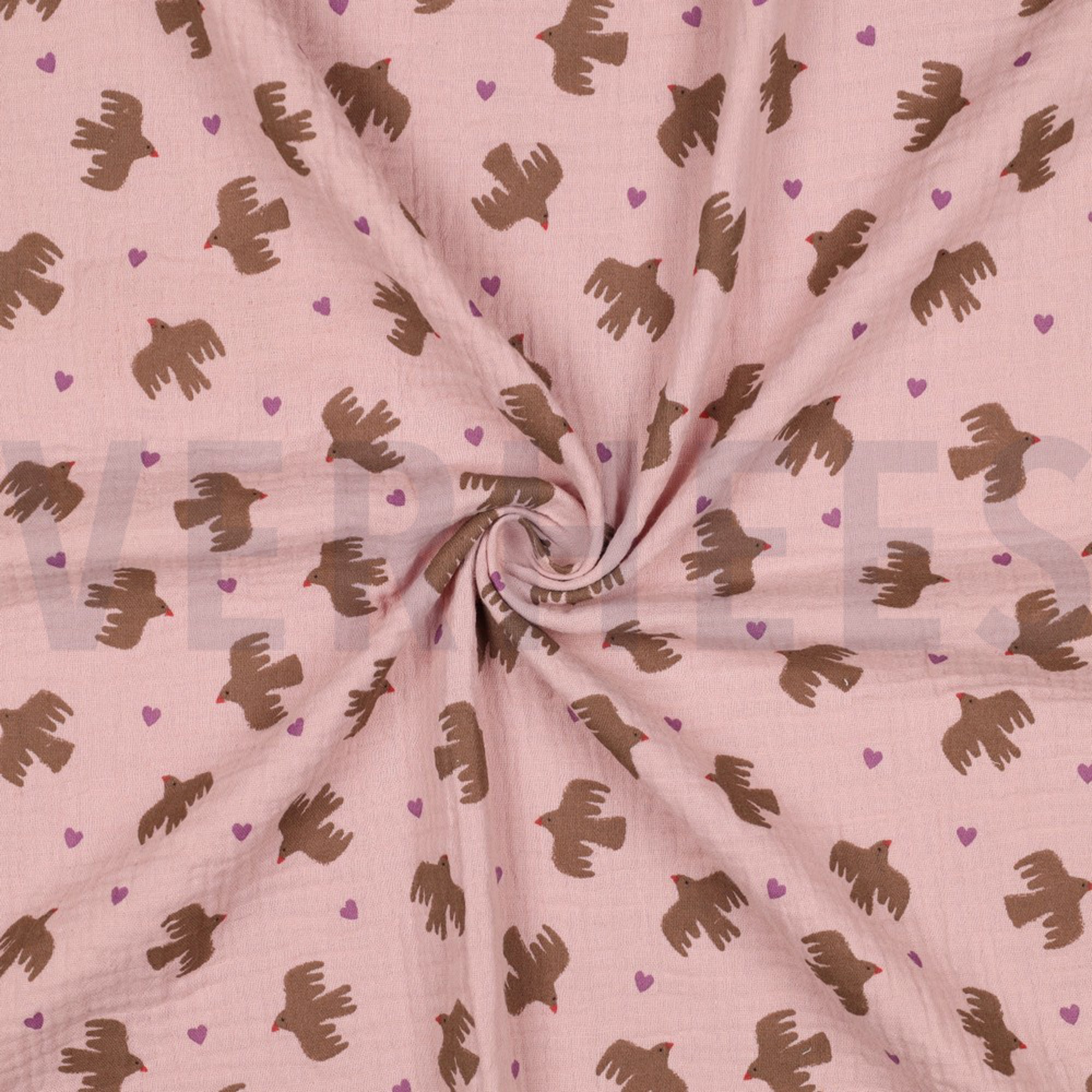 DOUBLE GAUZE GOTS BIRDS SOFT ROSE (high resolution) #3