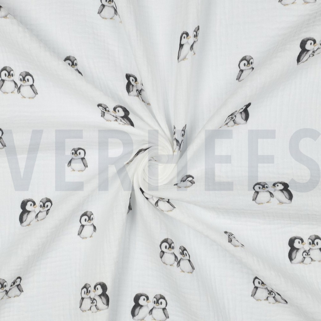 DOUBLE GAUZE GOTS DIGITAL ANIMALS WHITE #3