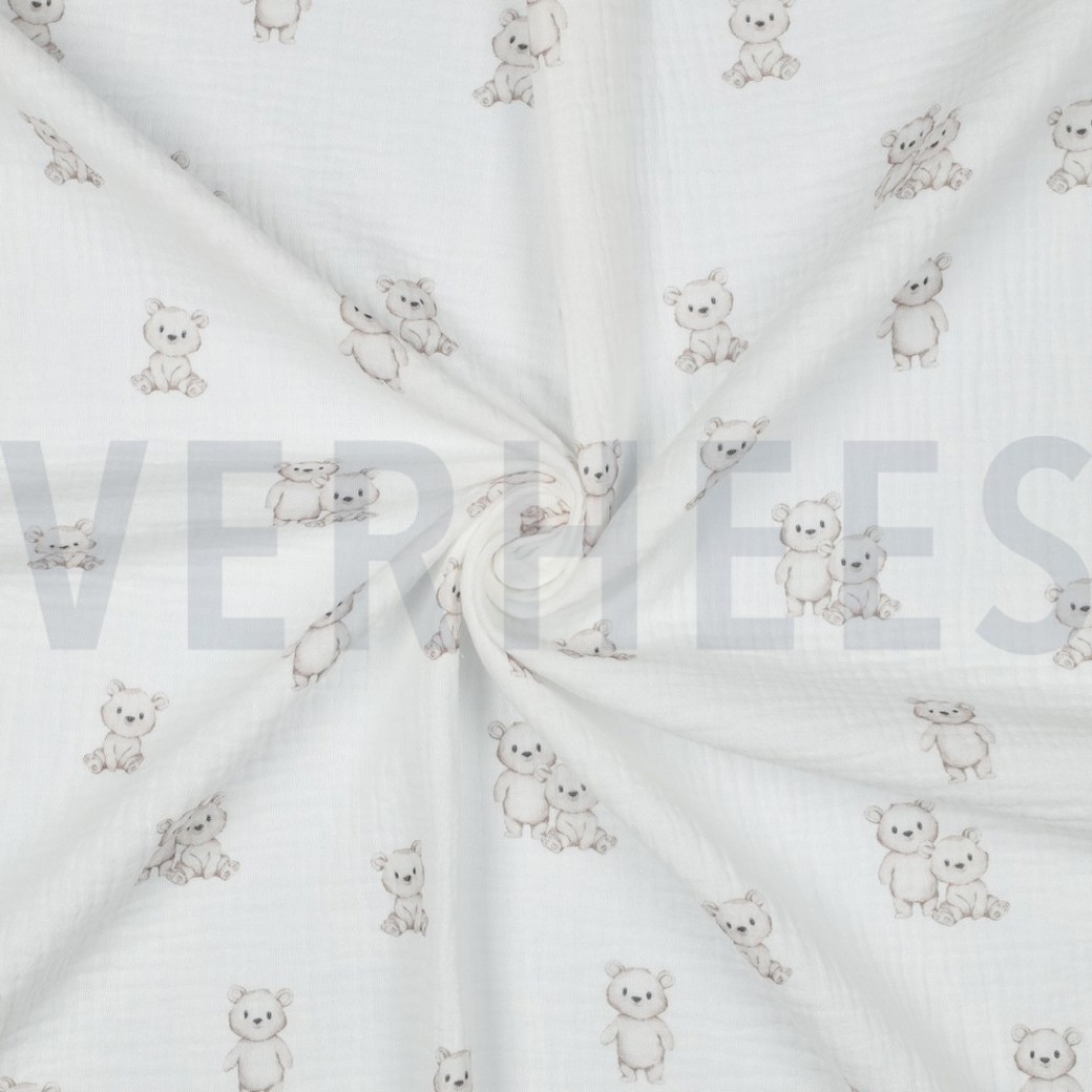 DOUBLE GAUZE GOTS DIGITAL ANIMALS WHITE #3