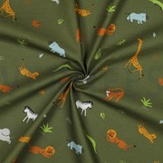 POPLIN GOTS ANIMALS ARMY GREEN (thumbnail) #3
