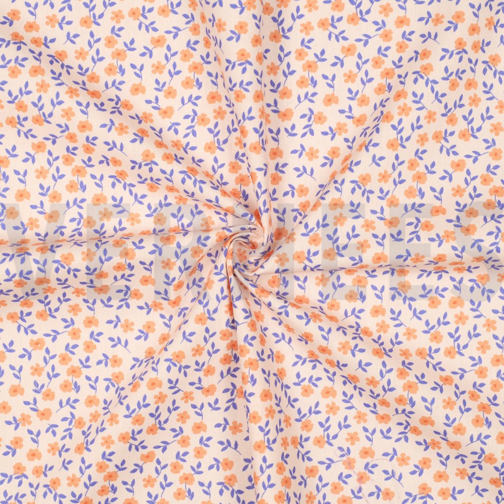 POPLIN GOTS FLOWERS PEACH #3