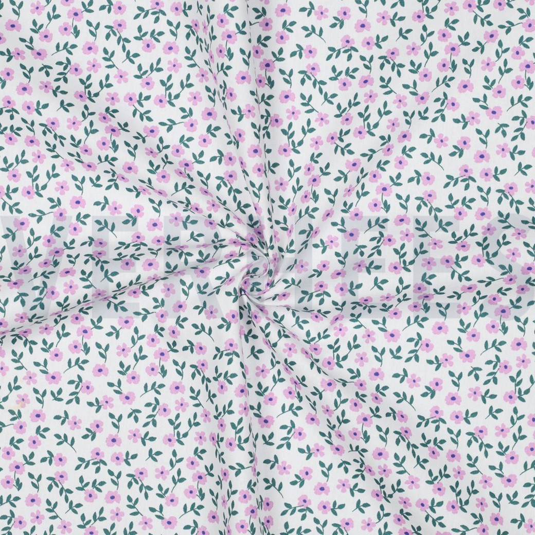 POPLIN GOTS FLOWERS WHITE #3