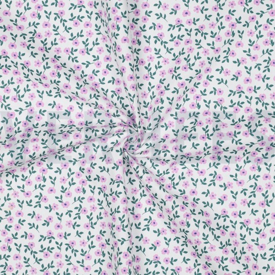 POPLIN GOTS FLOWERS WHITE #7