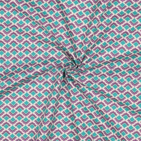 BAUMWOLLE POPELINE BLUMEN LILA/VIOLETT #7