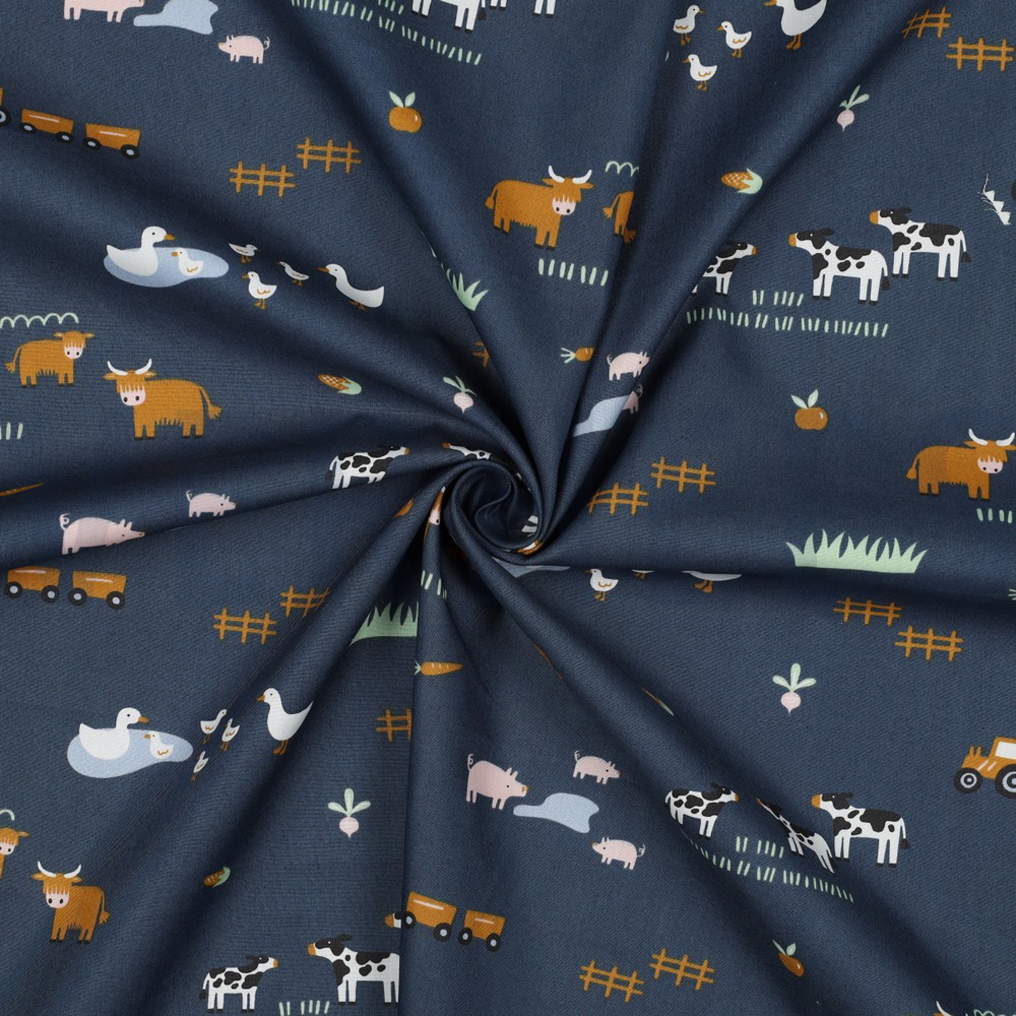 FINE POPLIN FARM ANIMALS BLUE (high resolution) #3