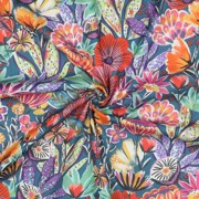 FINE POPLIN DIGITAL FLOWERS PETROL (thumbnail) #3
