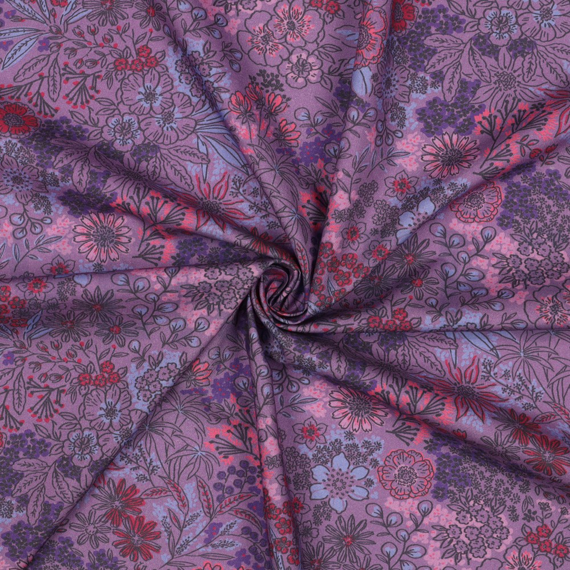 FINE POPLIN DIGITAL FLOWERS LAVENDER (high resolution) #3