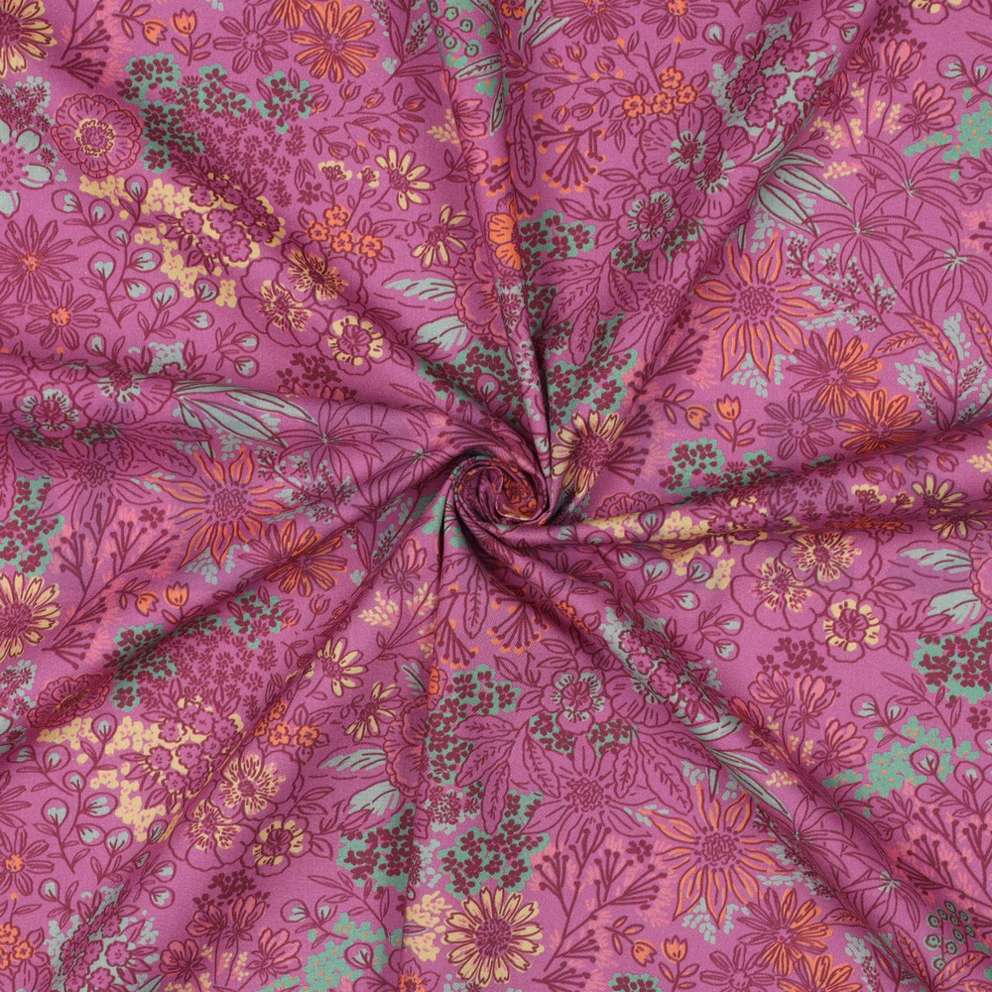 FINE POPLIN DIGITAL FLOWERS FUCHSIA (high resolution) #3