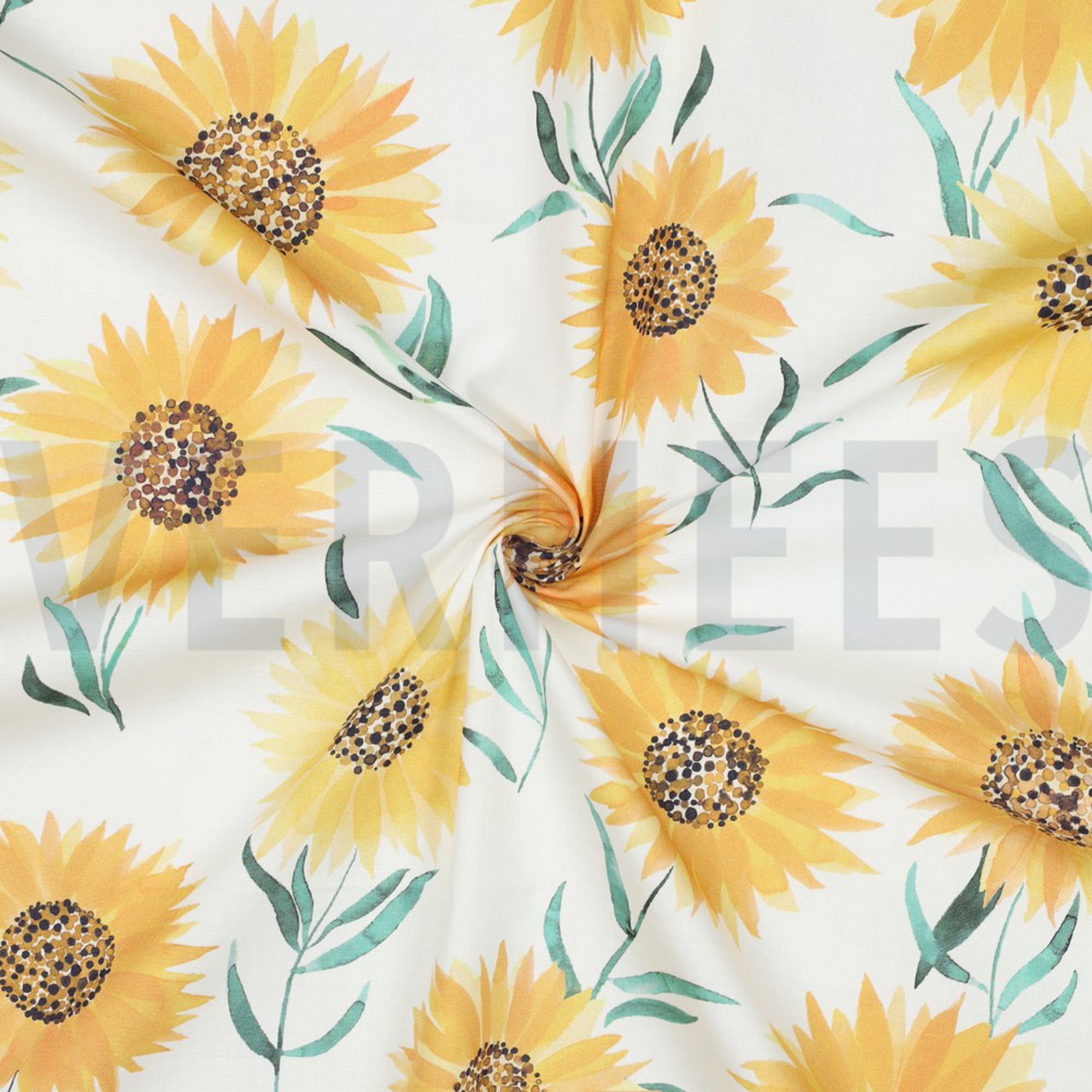 FINE POPLIN DIGITAL SUNFLOWERS WHITE (high resolution) #3
