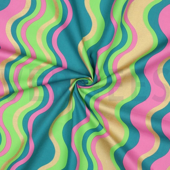 POPELINE DE COTON PAILLETTES RAYURES VERT #7