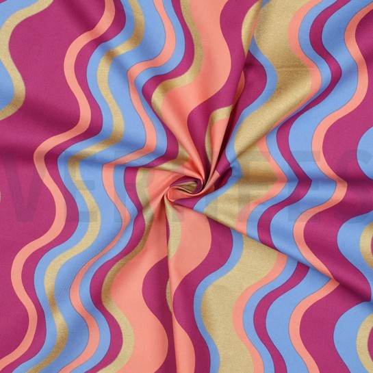 BAUMWOLLE POPELINE FOLIE STREIFEN BLAU #7