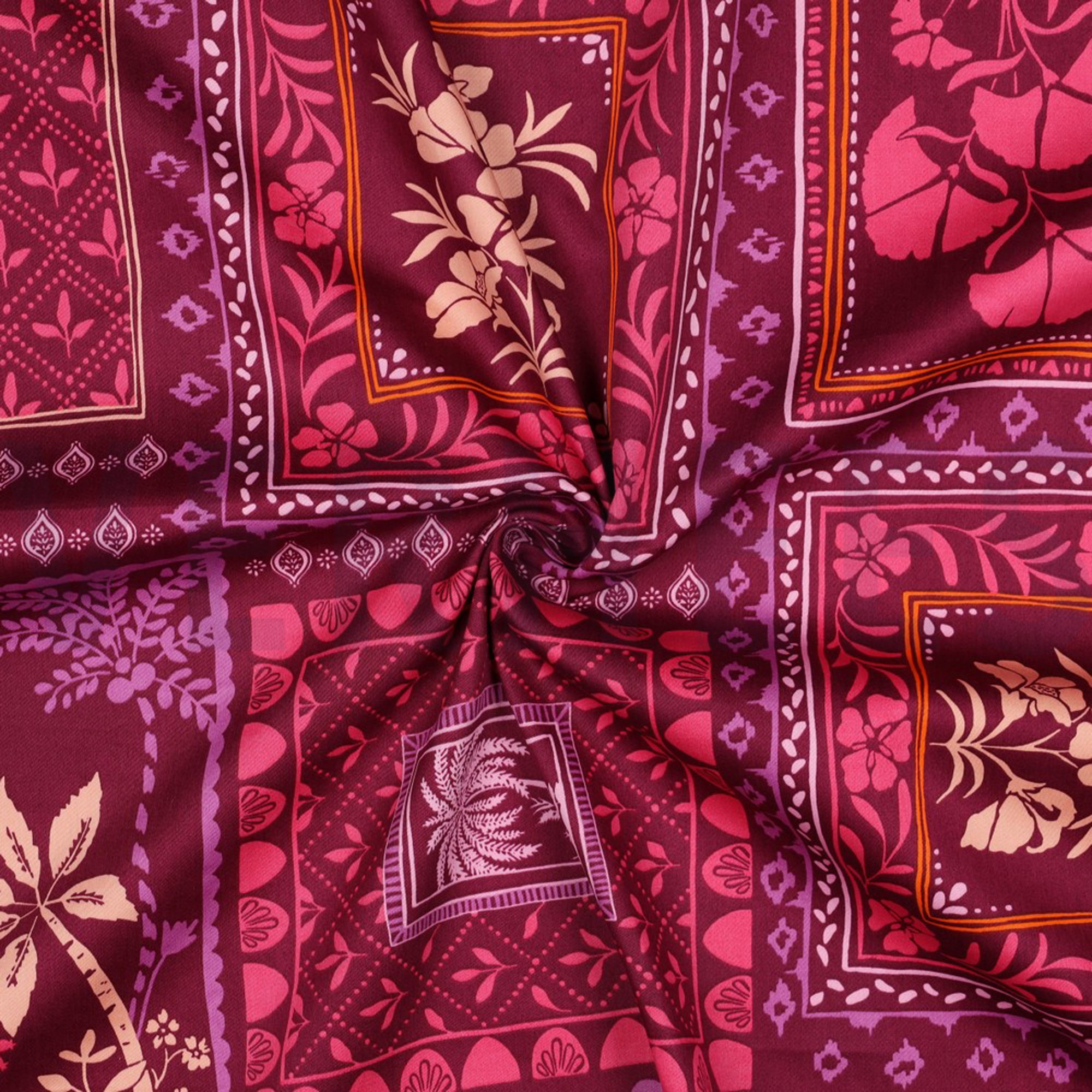 COTTON SATIN PATCHWORK FLOWERS FUCHSIA (high resolution) #3