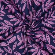 COTTON SATIN LEAVES NAVY (thumbnail) #3