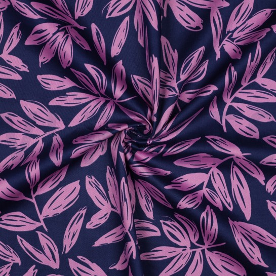 COTTON SATIN LEAVES NAVY #7