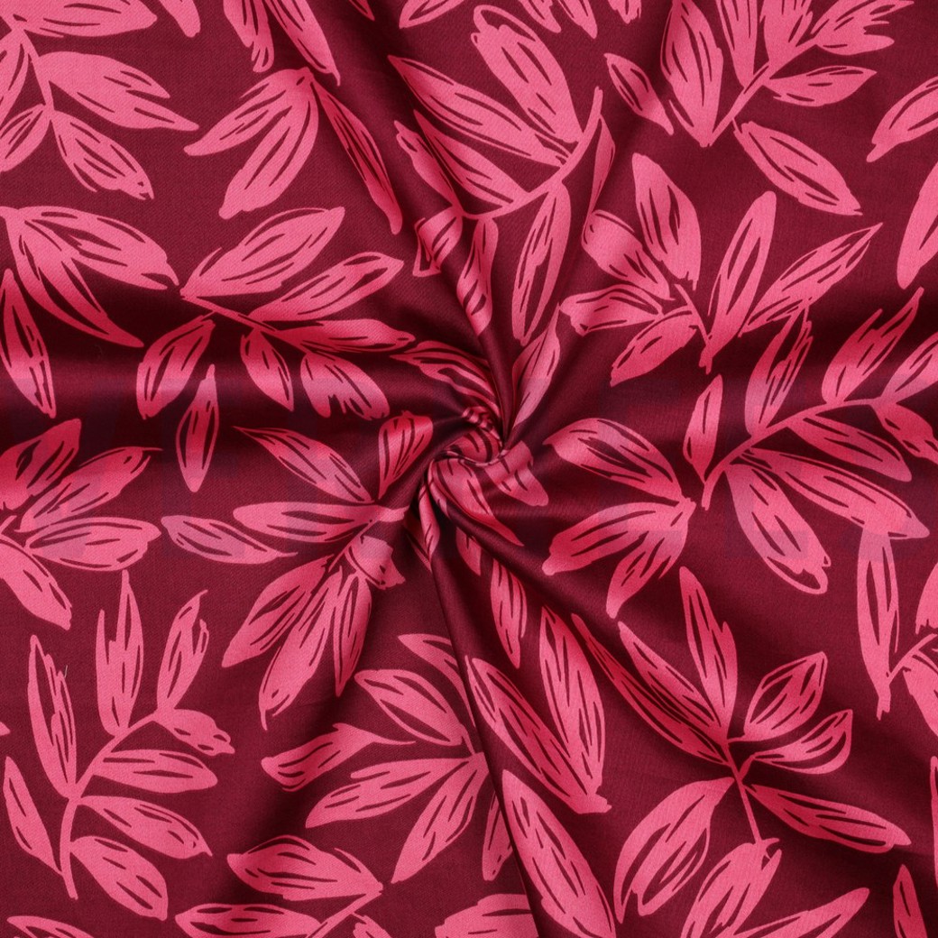 COTTON SATIN LEAVES BORDEAUX #3