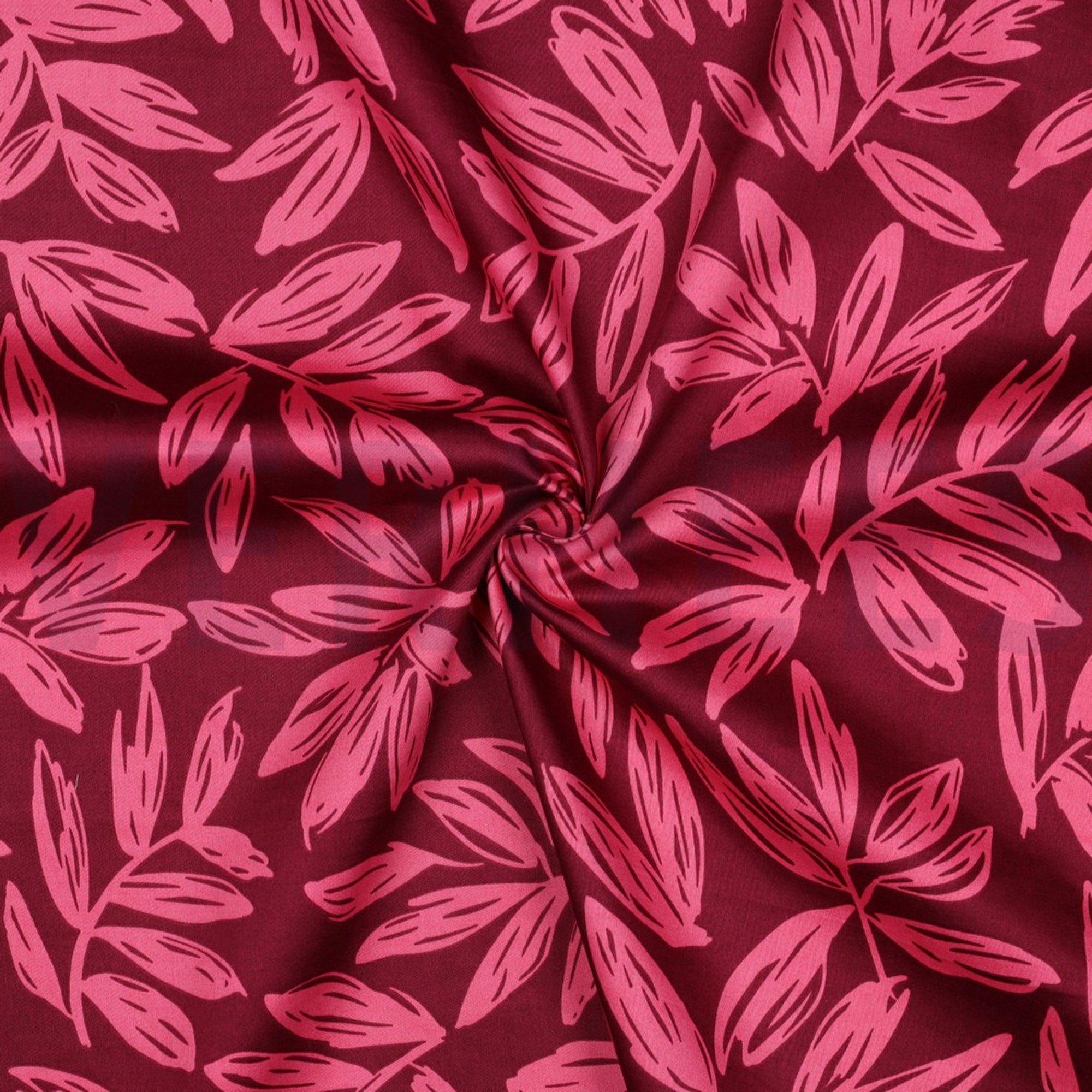 COTTON SATIN LEAVES BORDEAUX (high resolution) #3