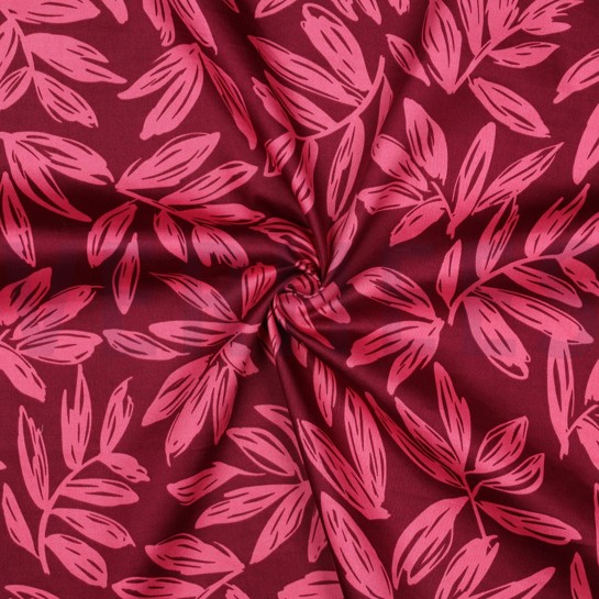 KATOEN SATIJN BLADEREN BORDEAUX #7