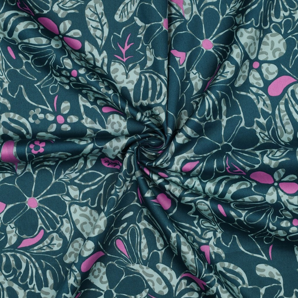 COTTON SATIN FLOWERS PETROL #3