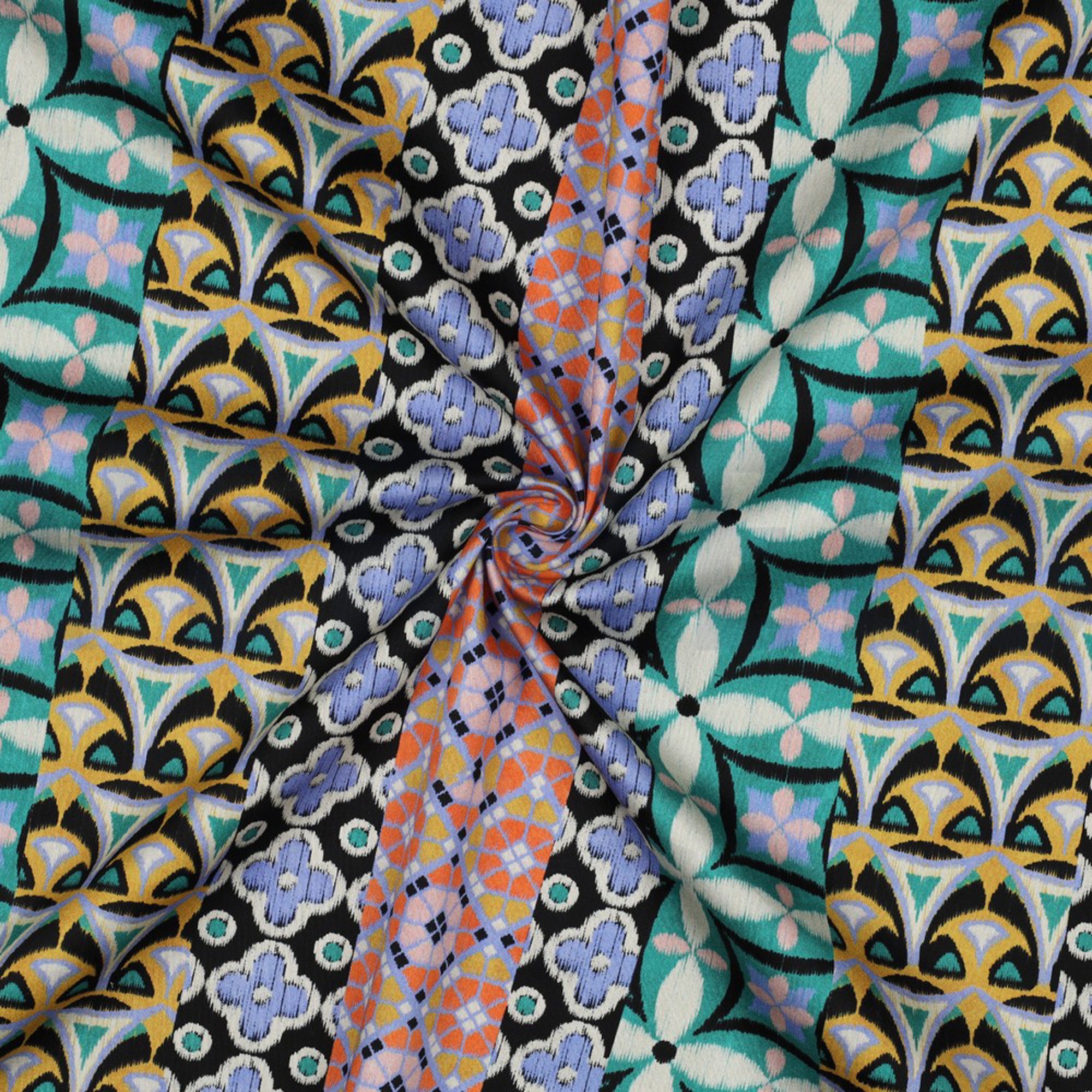 COTTON SATIN DIGITAL GEOMETRIC BLUE (high resolution) #3
