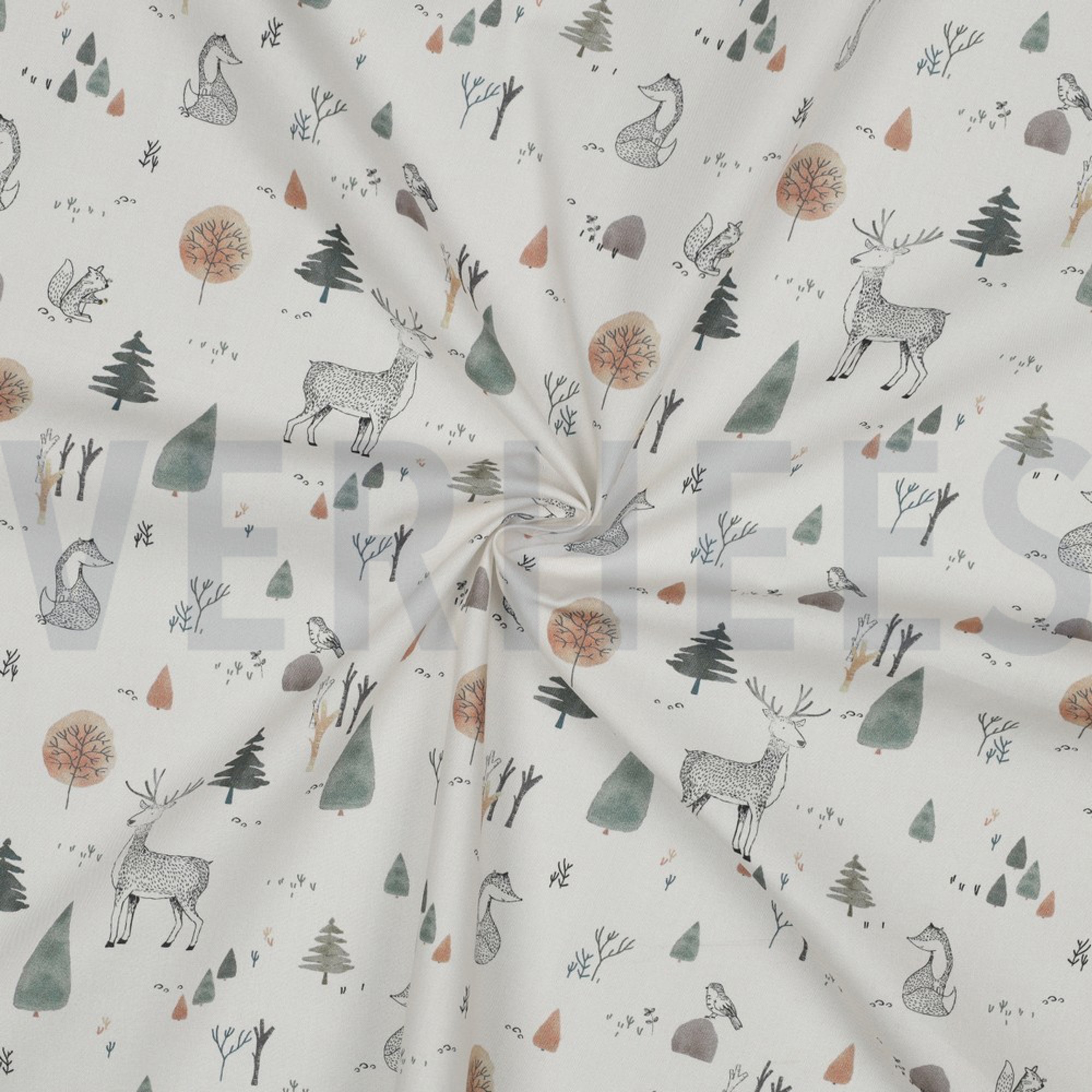 FINE POPLIN DIGITAL FOREST ANIMALS OFF-WHITE (high resolution) #3