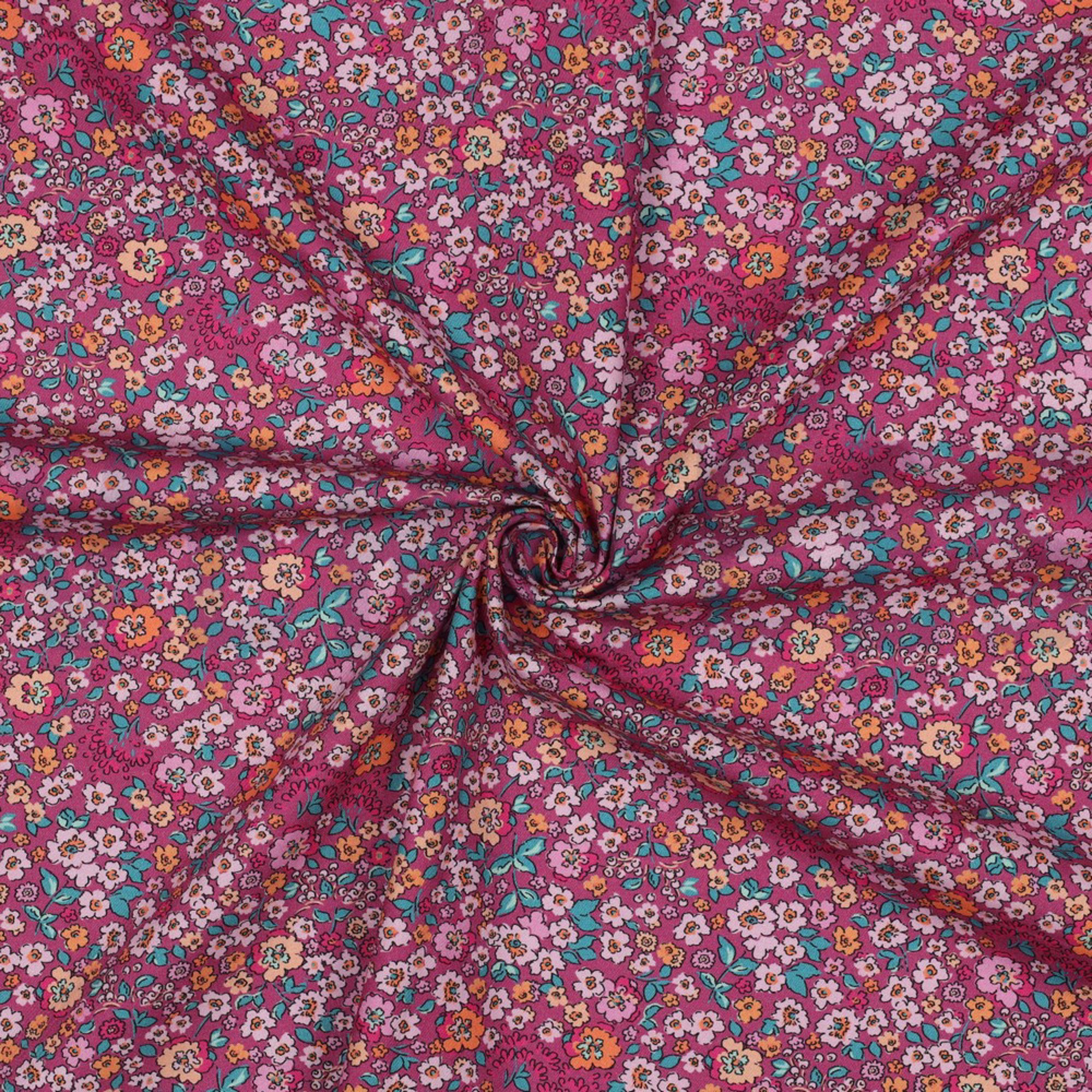 FINE POPLIN DIGITAL FLOWERS FUCHSIA (high resolution) #3
