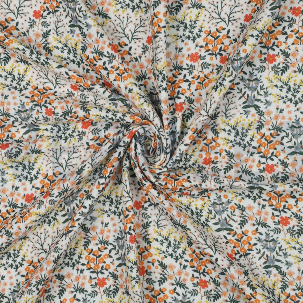 DOUBLE GAUZE DIGITAL FLOWERS WHITE #3