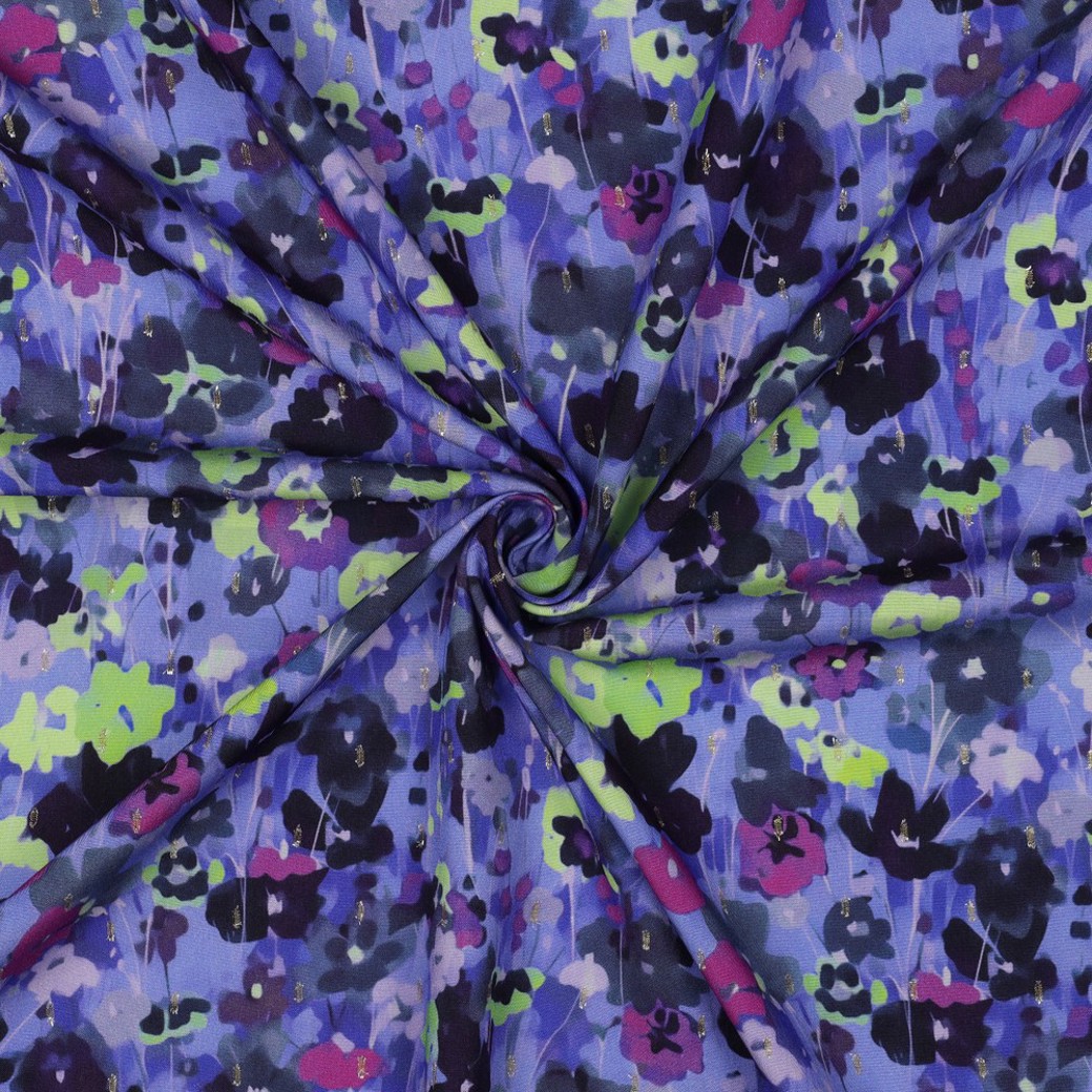 VISCOSE LUREX DIGITAL FLOWERS COBALT #3