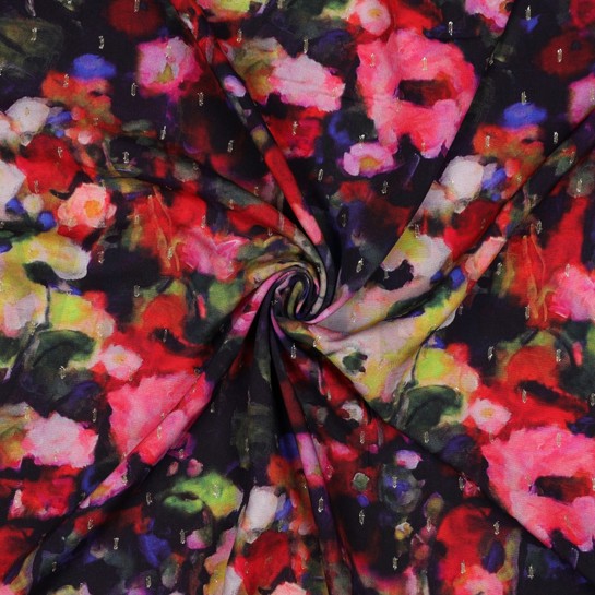 VISKOSE LUREX DIGITAL ABSTRACT MARINEBLAU #7