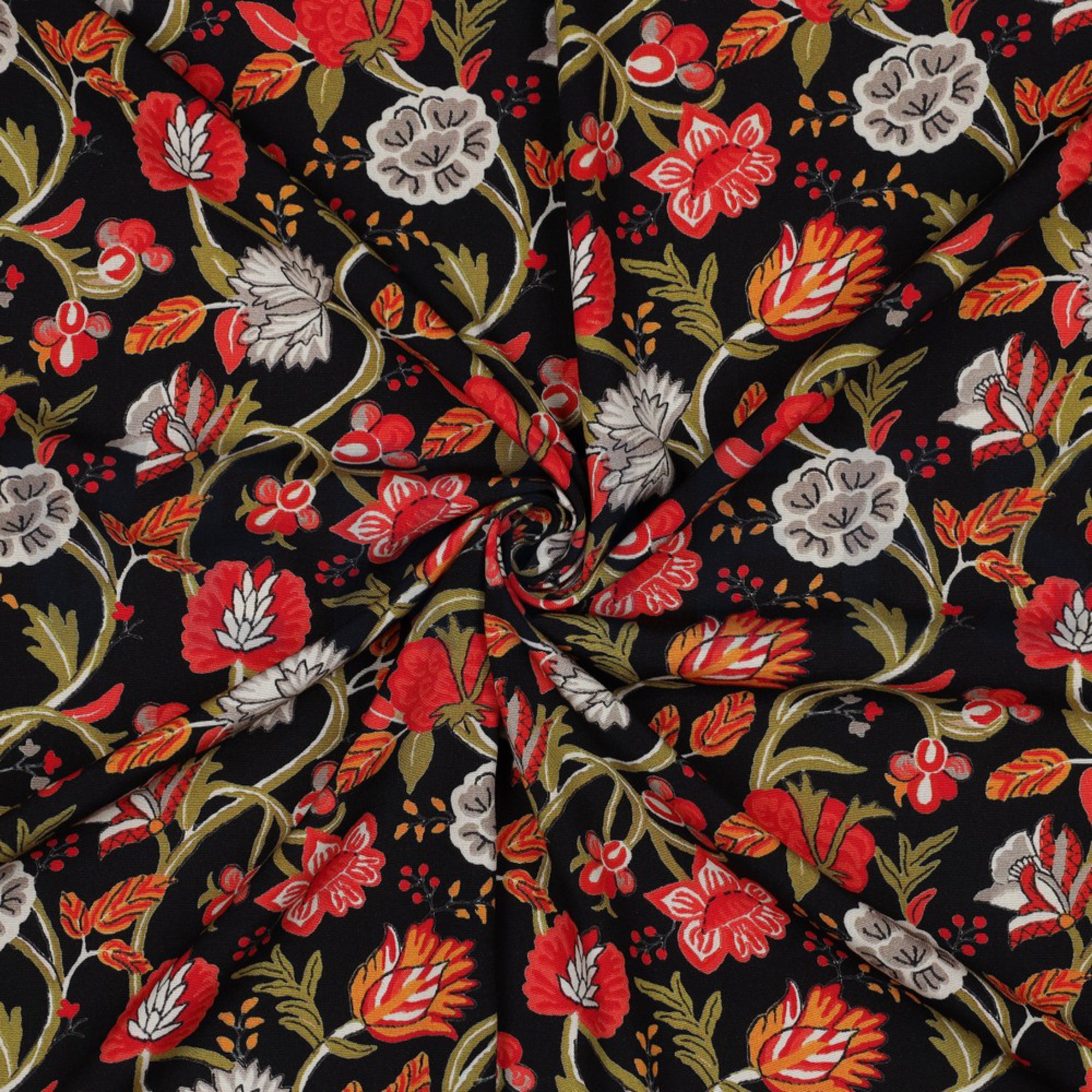 VISCOSE STRETCH DIGITAL FLOWERS BLACK (high resolution) #3