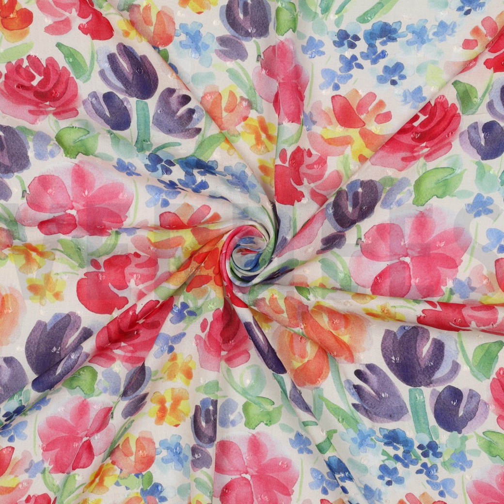 VISCOSE DOBBY DIGITAL FLOWERS MULTICOLOUR #3