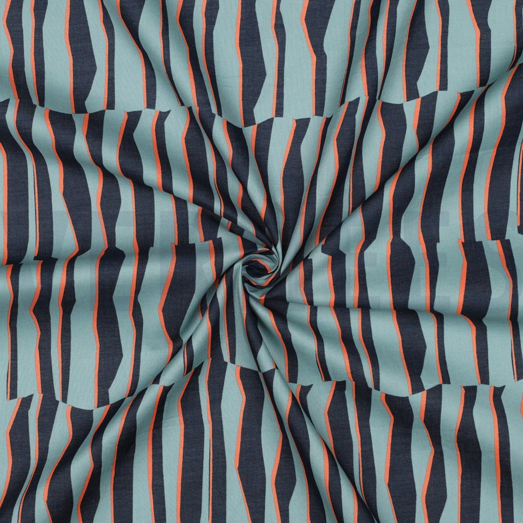 COTTON VOILE GEOMETRIC LIGHT PETROL #3