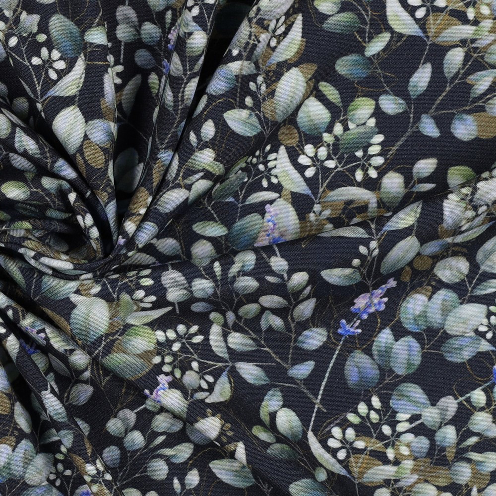 VISCOSE POPLIN STRETCH DIGITAL LEAVES NAVY (high resolution) #3