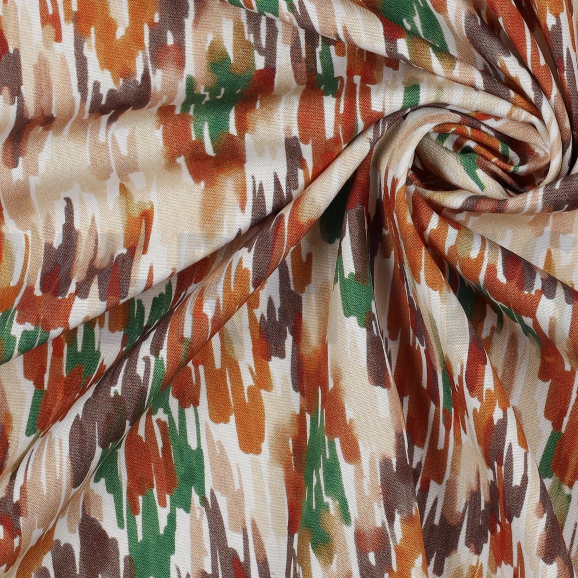 VISCOSE POPLIN STRETCH DIGITAL STROKES WHITE / GREEN (high resolution) #3