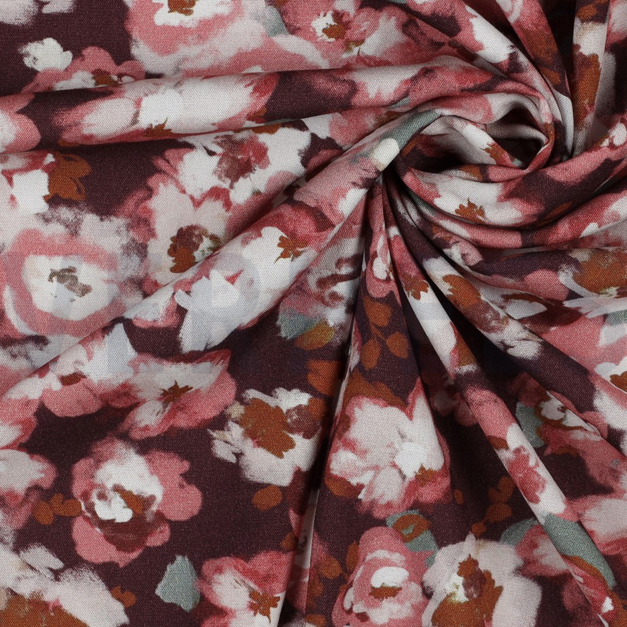 VISCOSE POPLIN STRETCH DIGITAL FLOWERS BORDEAUX (high resolution) #3