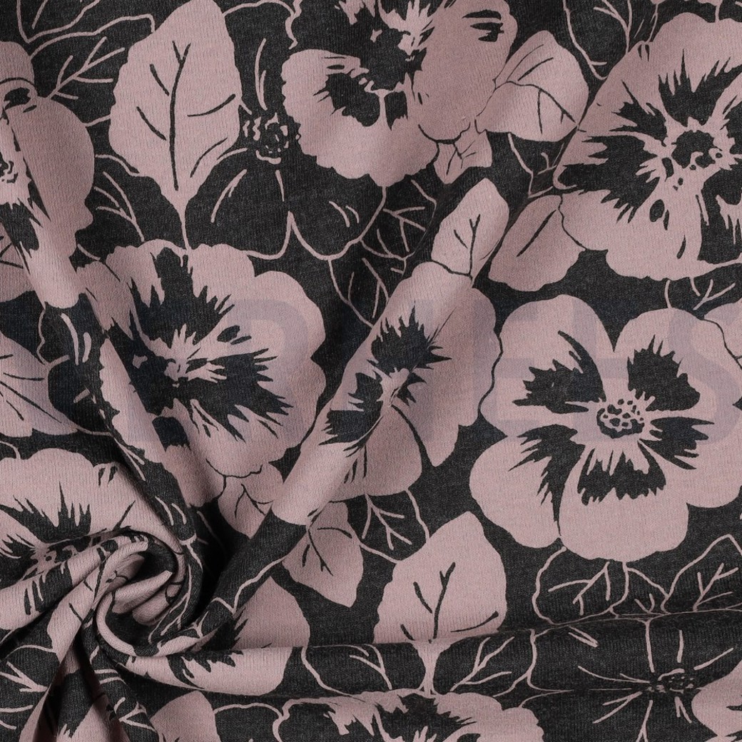 JERSEY MELANGE FLOWERS ANTHRACITE MELANGE #3