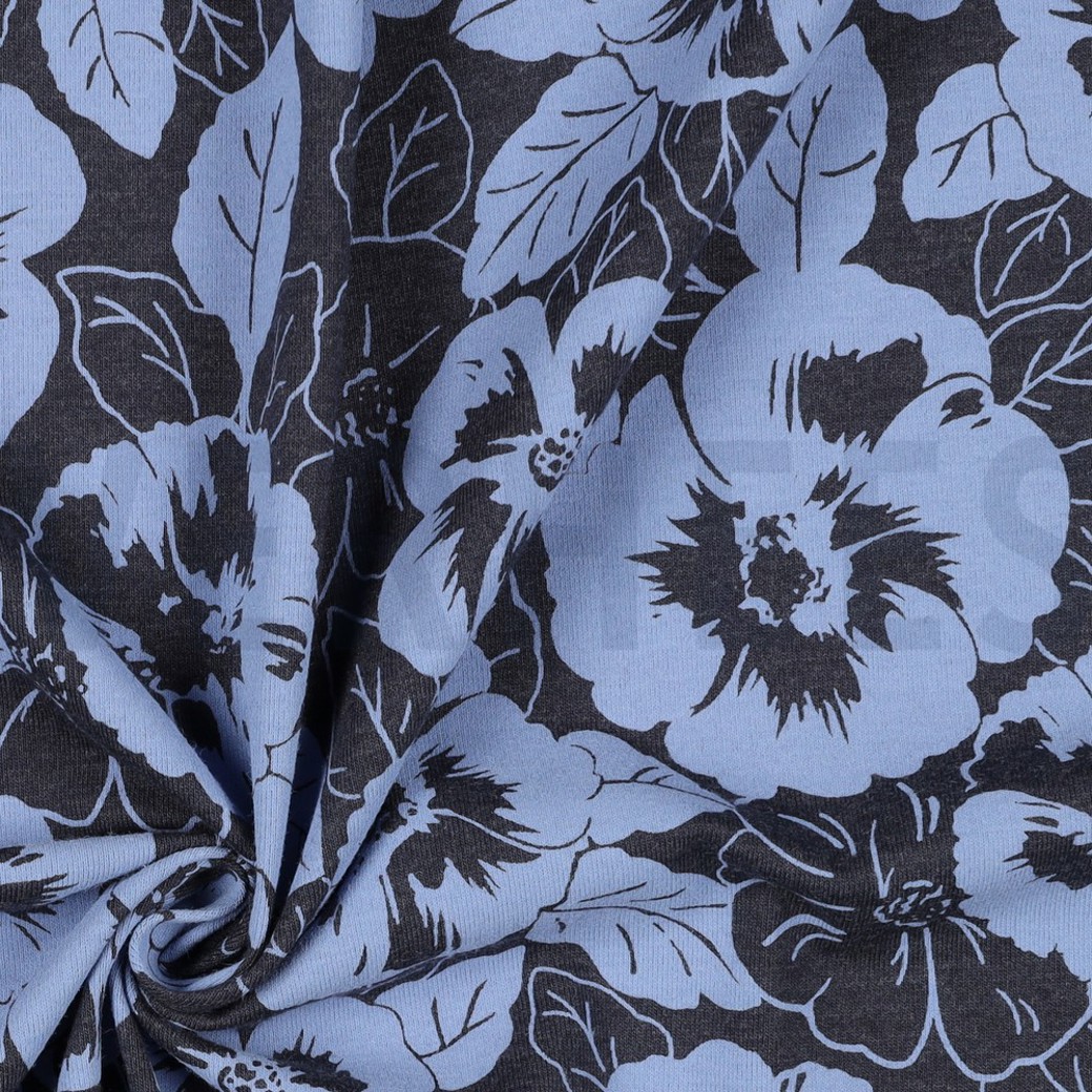 JERSEY MELANGE FLOWERS INDIGO MELANGE #3