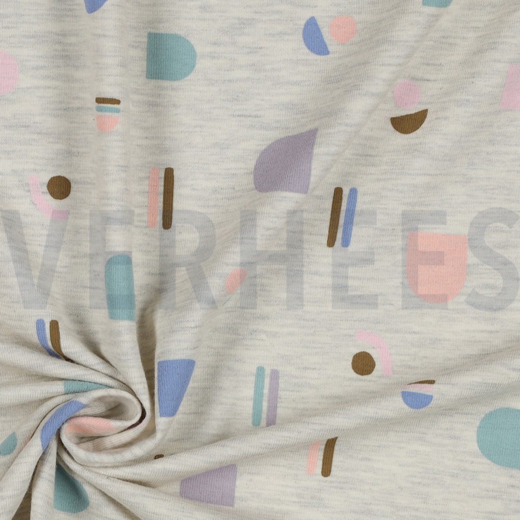 JERSEY MELANGE ABSTRACT ECRU MELANGE #3