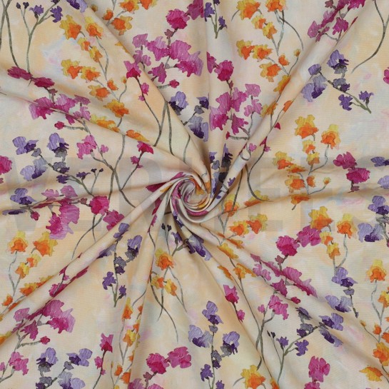 VISCOSE RADIANCE DIGITAAL BLOEMEN LICHTGEEL #7