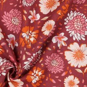 LINEN VISCOSE WASHED FLOWERS DARK CORAL (thumbnail) #3